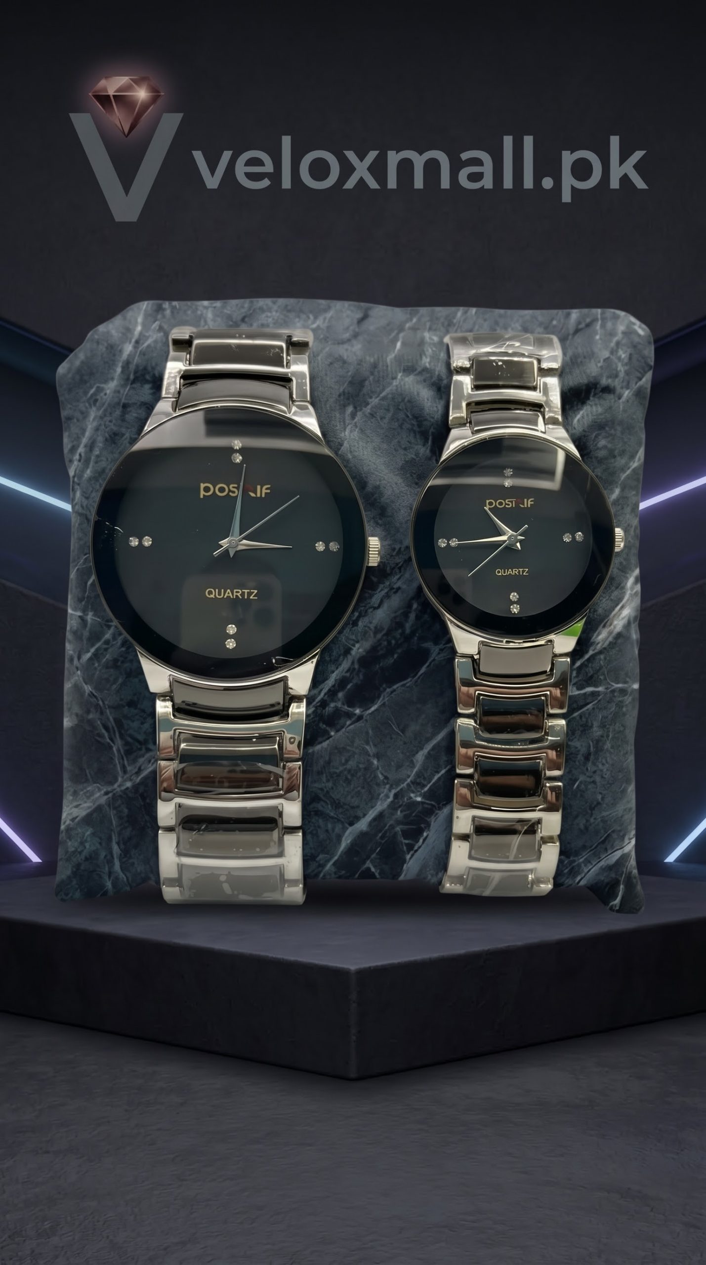 Couple Analog Watches Steel 36mm Set