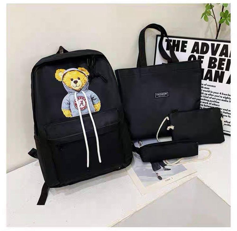 Cute Bear Print Nylon Backpack 18" Multi Color - Image 4