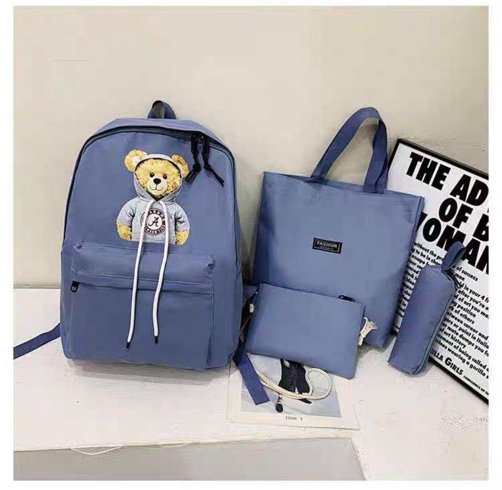Cute Bear Print Nylon Backpack 18" Multi Color - Image 5