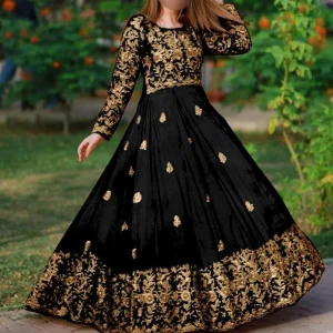 2 Pcs Women’s Stitched Shamoz Silk Embroidered Maxi Suit