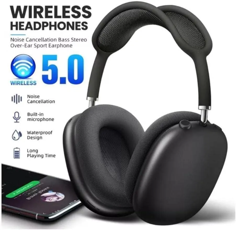 Black Headphone P9 Bluetooth Wireless with ABS Plastic - Image 2