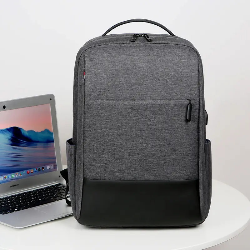 Men Business Laptop Backpack Gray Blue 15.6inch - Image 2