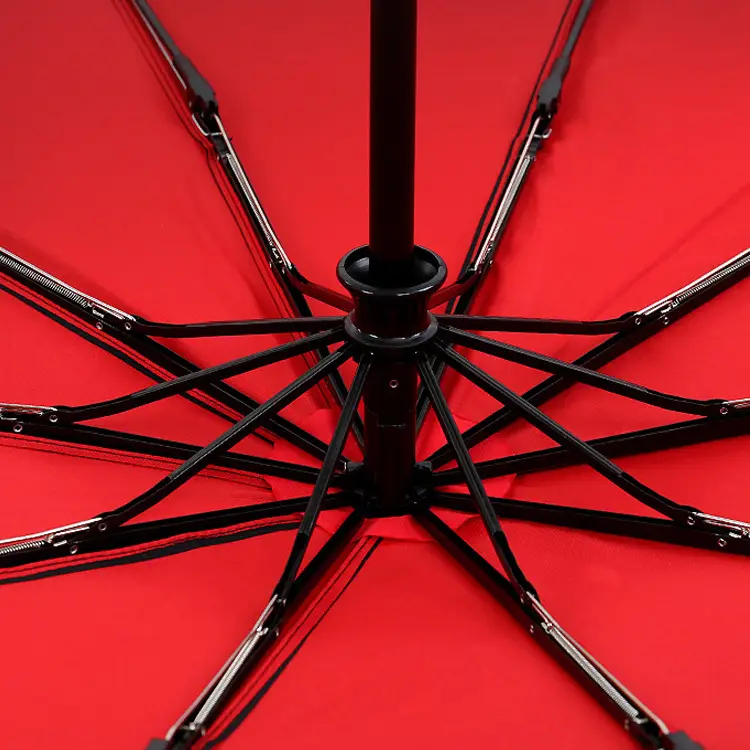 Automatic Folding Business Umbrella Large Black Red Double Layer - Image 4