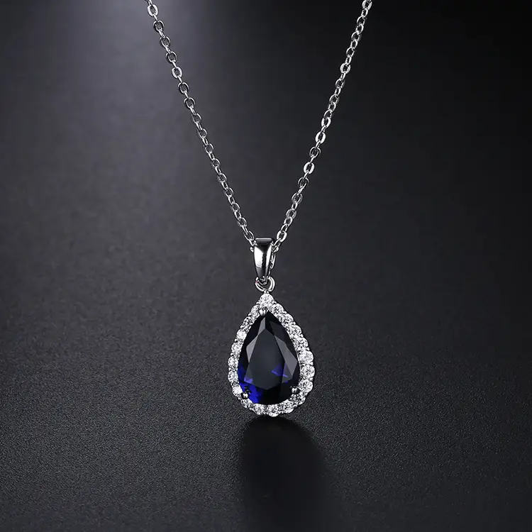 White Zircon Pendant Necklace Copper Pave Fashion - Image 2