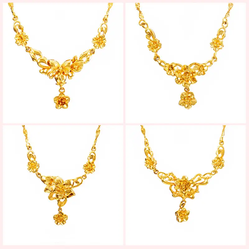 Gold Flower Necklace for Women Wedding Collarbone Chain - Image 3