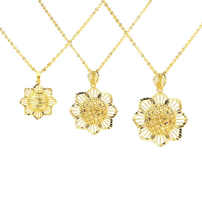 Gold Sunflower Pendant Necklace for Women Retro Ethnic Jewelry - Image 2