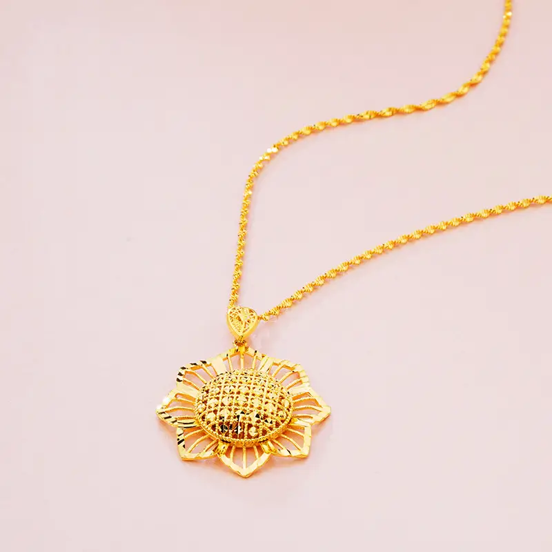 Gold Sunflower Pendant Necklace for Women Retro Ethnic Jewelry - Image 4