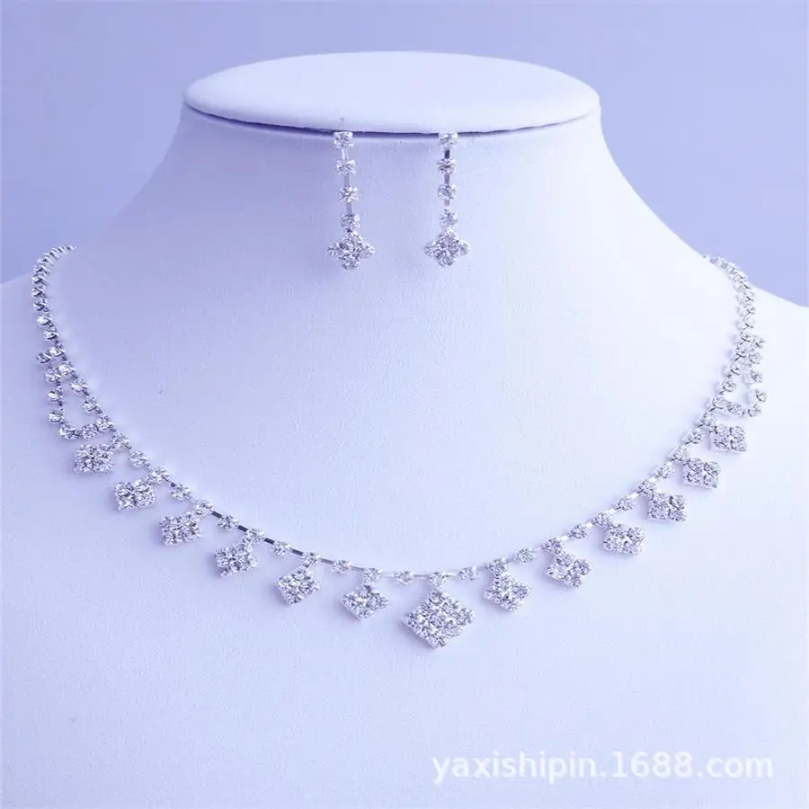 Diamond Claw Necklace & Earrings Set for Weddings Parties - Image 2