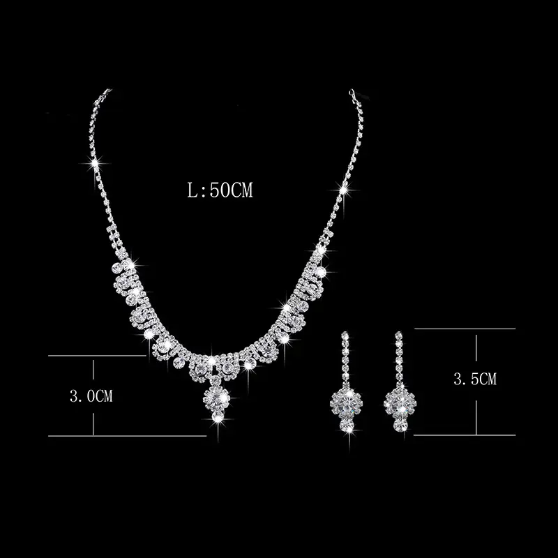 Branded Bridal Jewelry Set with Necklace Earrings Bracelet - Image 4