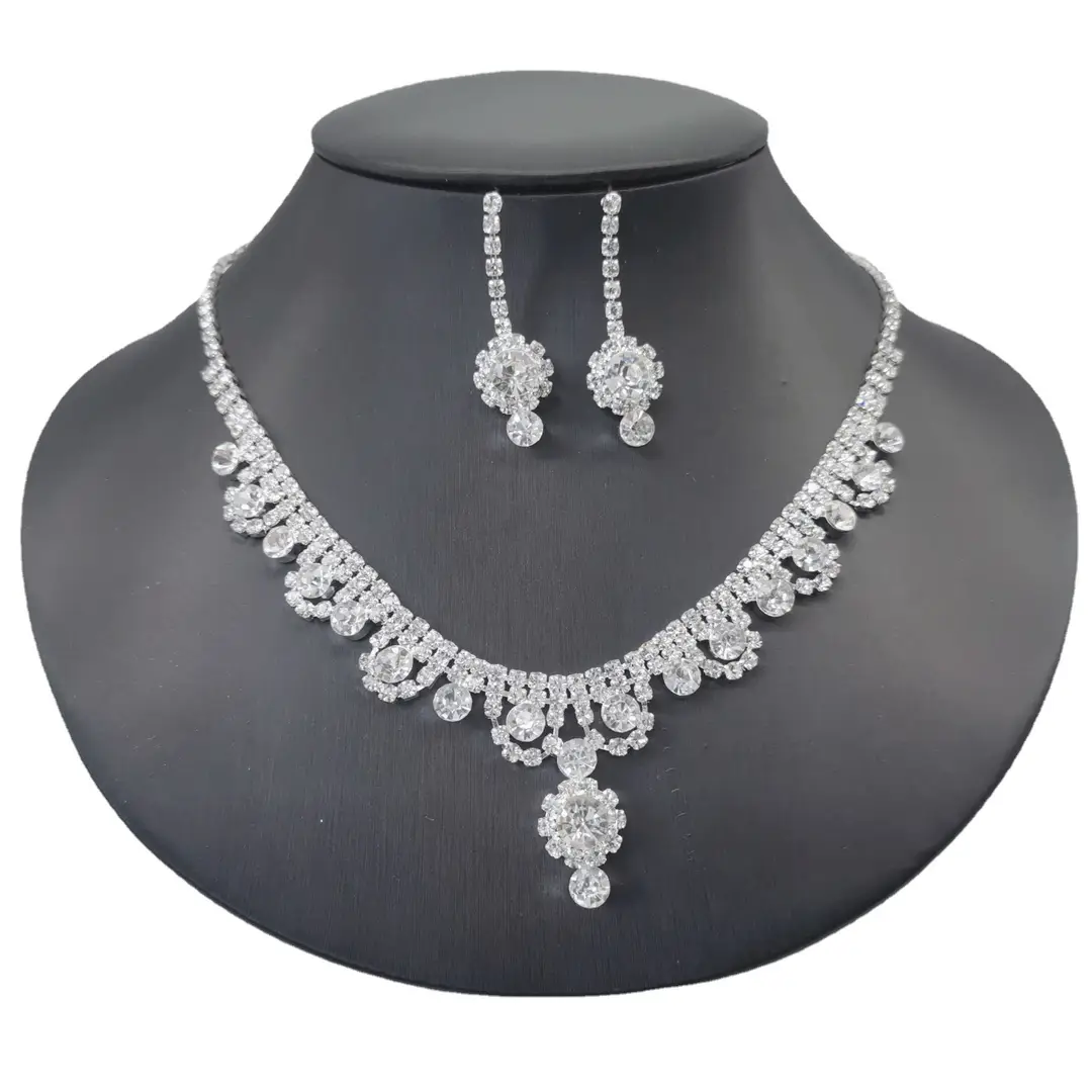 Branded Bridal Jewelry Set with Necklace Earrings Bracelet - Image 5