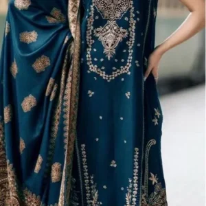 Women's Green Embroidered Lawn Suit with Gold Dupatta