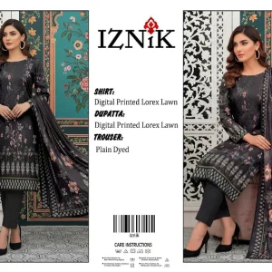 3 Piece Printed Lawn Suit Grey Eid Wear