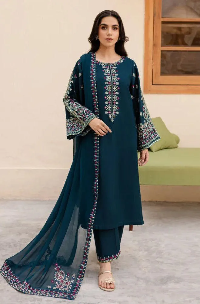 Embroidered Lawn Shirt with Printed Trouser & Diamond Dupatta