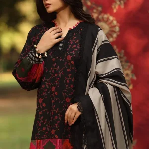Black Printed Lawn 3Pcs Set for Women