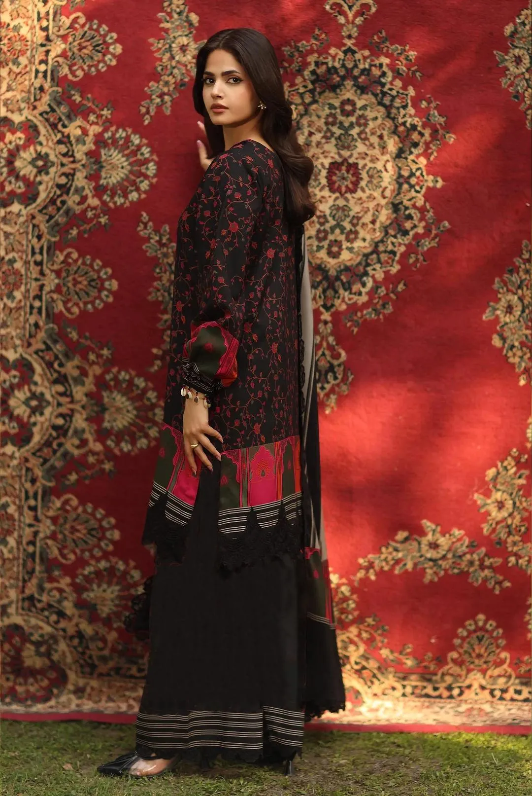 Black Printed Lawn 3Pcs Set for Women - Image 3