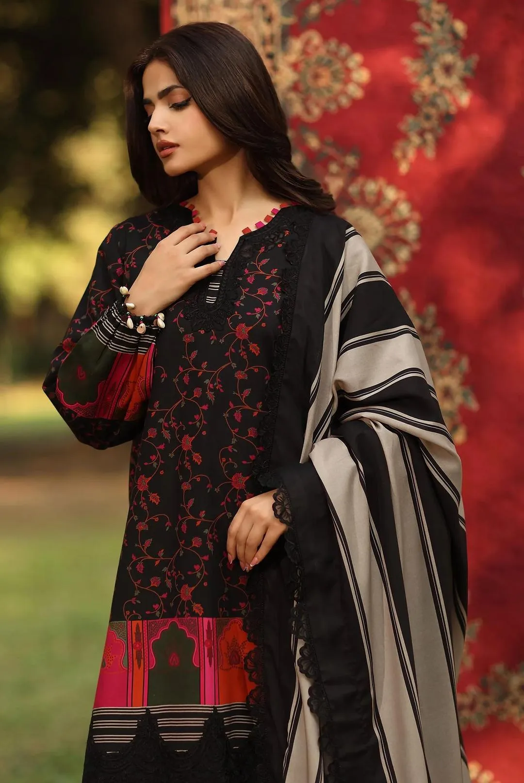 Black Printed Lawn 3Pcs Set for Women