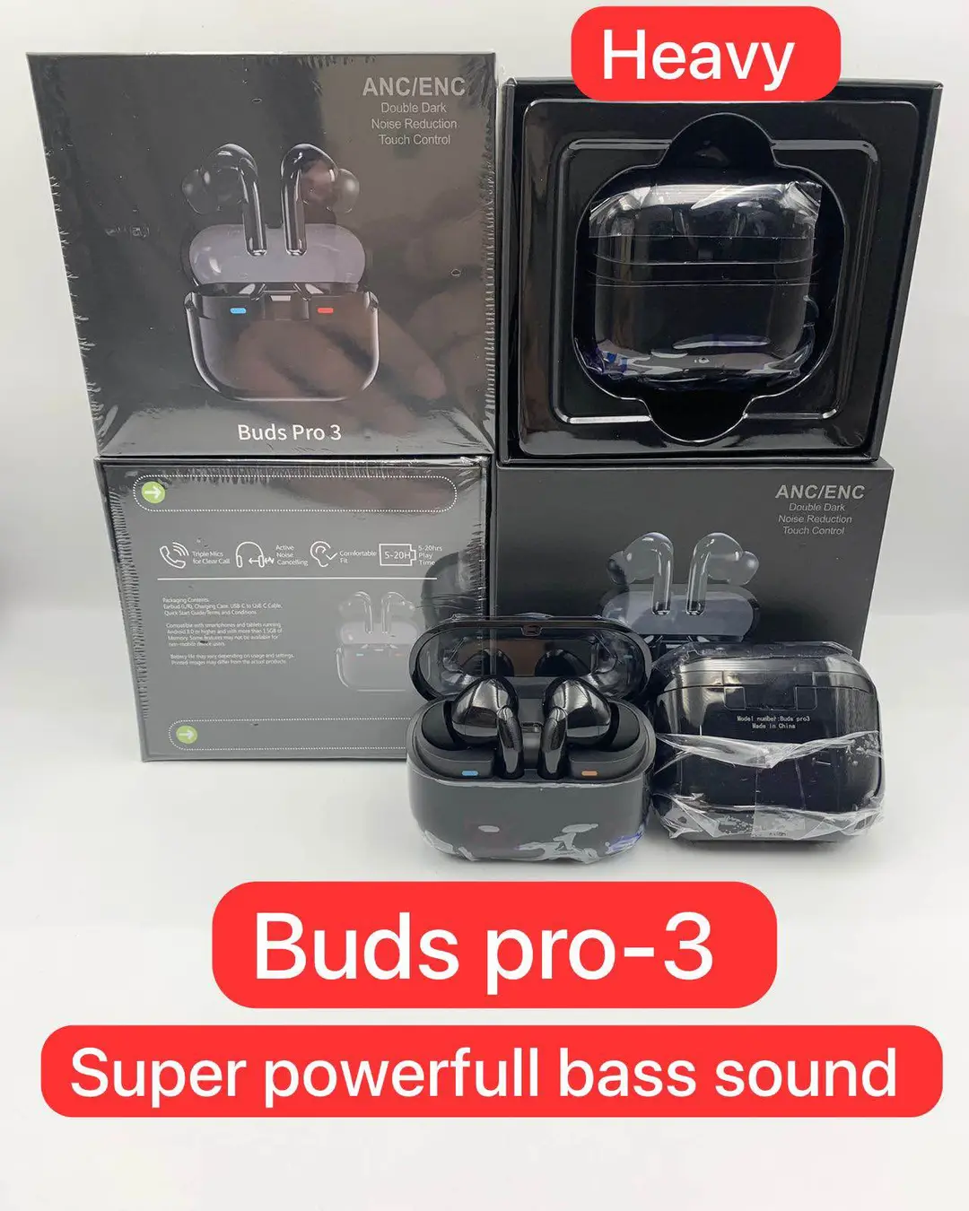 High Quality Wireless Earbuds Buds 3 Pro Style | Hi-Res Sound | Bluetooth Earphones | Long Battery | Touch Control - Image 7