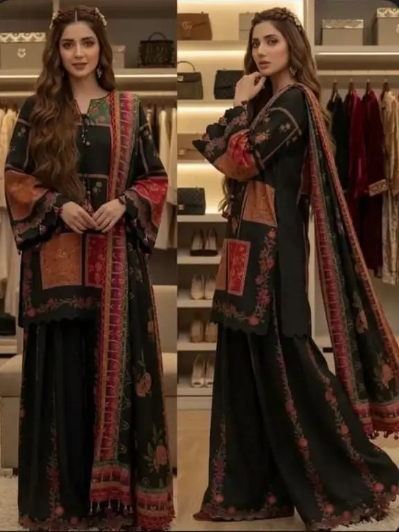 Unstitched Digital Printed Swiss Lawn 3 Piece Suit for Women | Floral Printed Swiss Lawn Shirt & Trouser with Poly Silk Dupatta | Summer Lawn Collection