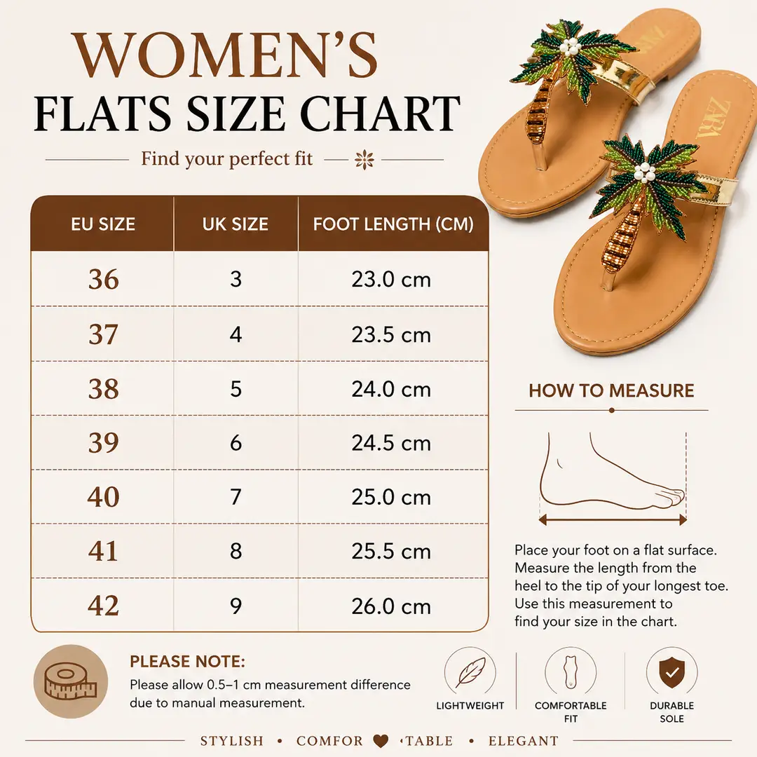 ZARA Embellished Flats for Women – Beaded Palm Leaf Toe Ring Sandals | Stylish Slip-On Casual Summer Flats | Ladies Fashion Sandals with Brand Box - Image 4