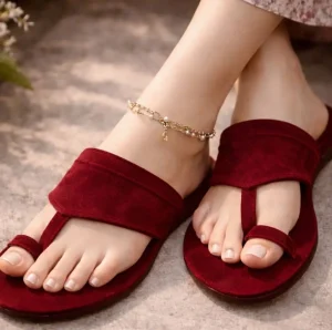 Women's Velvet Formal Kolhapuri Chappal