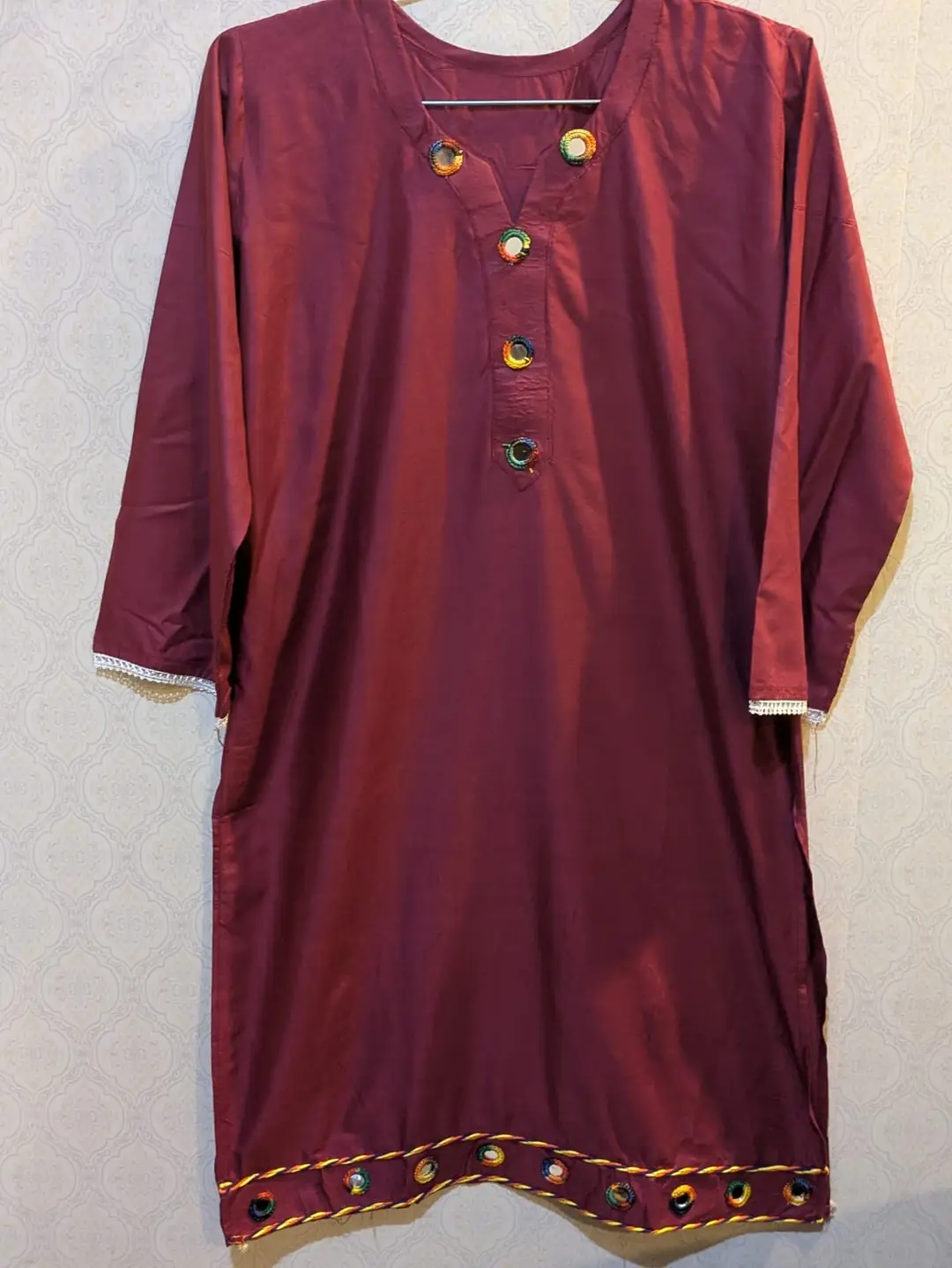 2 Pcs Women's Stitched Linen Plain Shirt And Trouser - Image 2