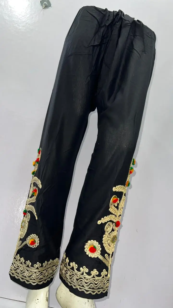 1Pc Women's Stitched Cotton Handmade Embroidered Trouser - Image 6