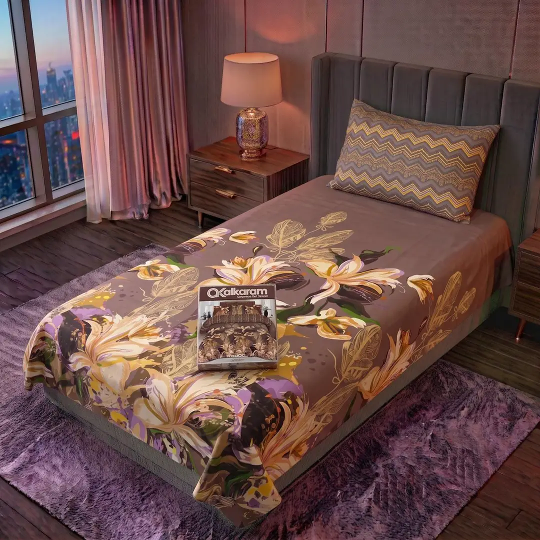 Exclusive 4 Pcs Cotton Salonica Printed Single Bedsheet