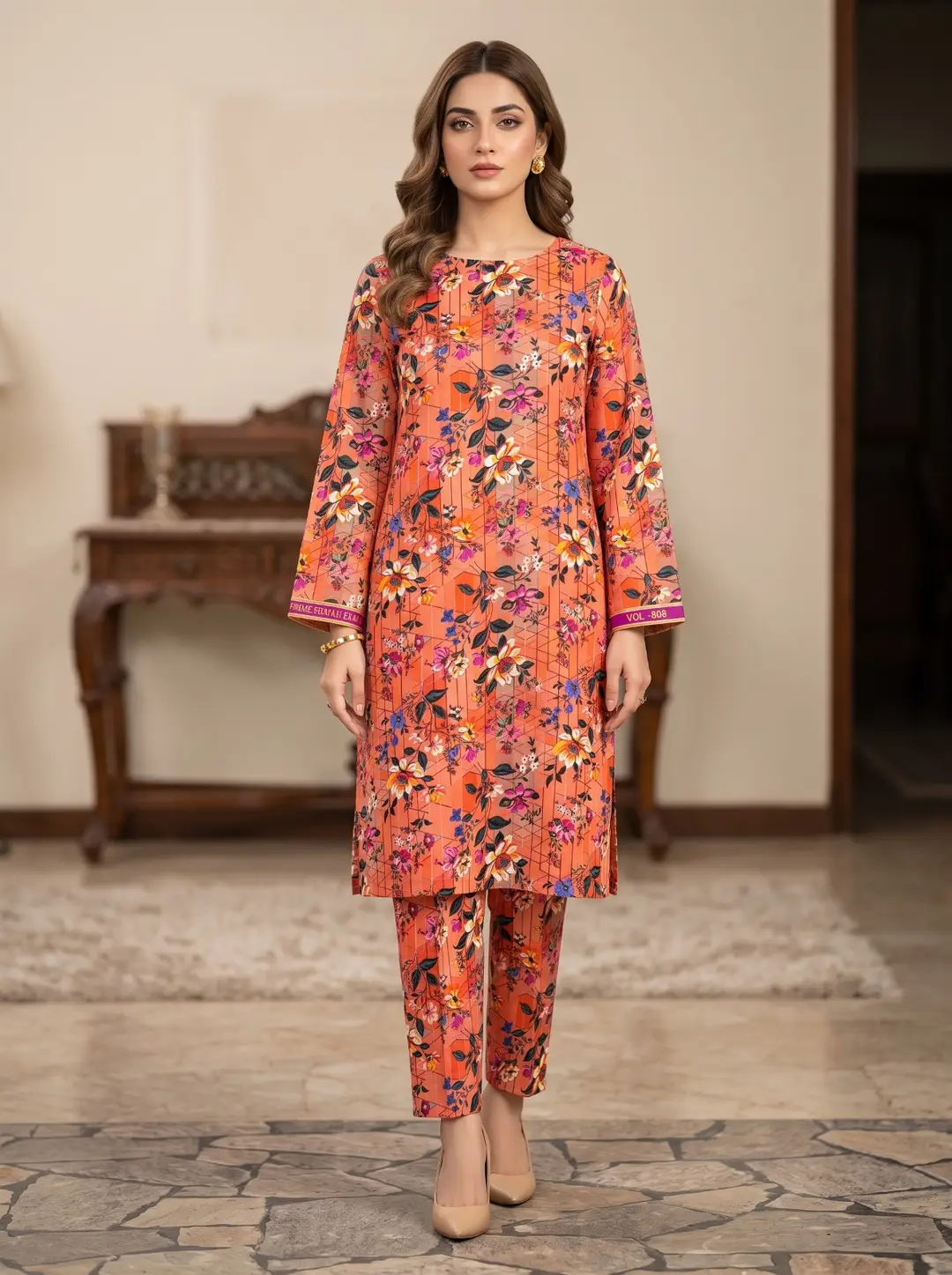 2 Pcs Women's Unstitched Digital Print Suit