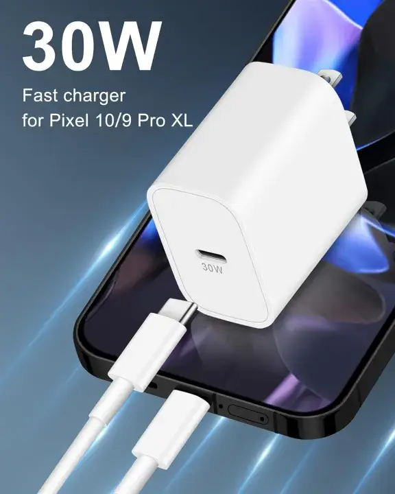 30W C-Type Rapid Charger Power Fast Adapter for Google 10/9A/9 Pro XL/9 Pro/8 Pro/8/8a/7 Pro/3A Pro/Phone 2-Tablet/Chromebook & Support 30 W Other USB C Devices Quick Charge,White - Image 2