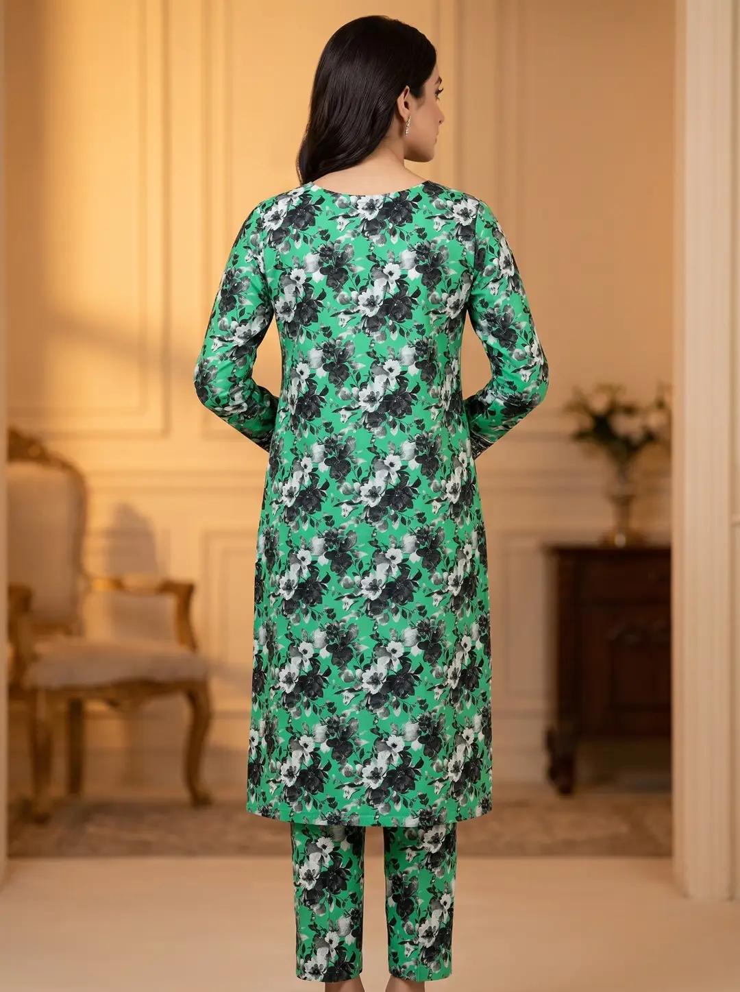 2 Pcs Women's Unstitched Printed Suit - Image 2