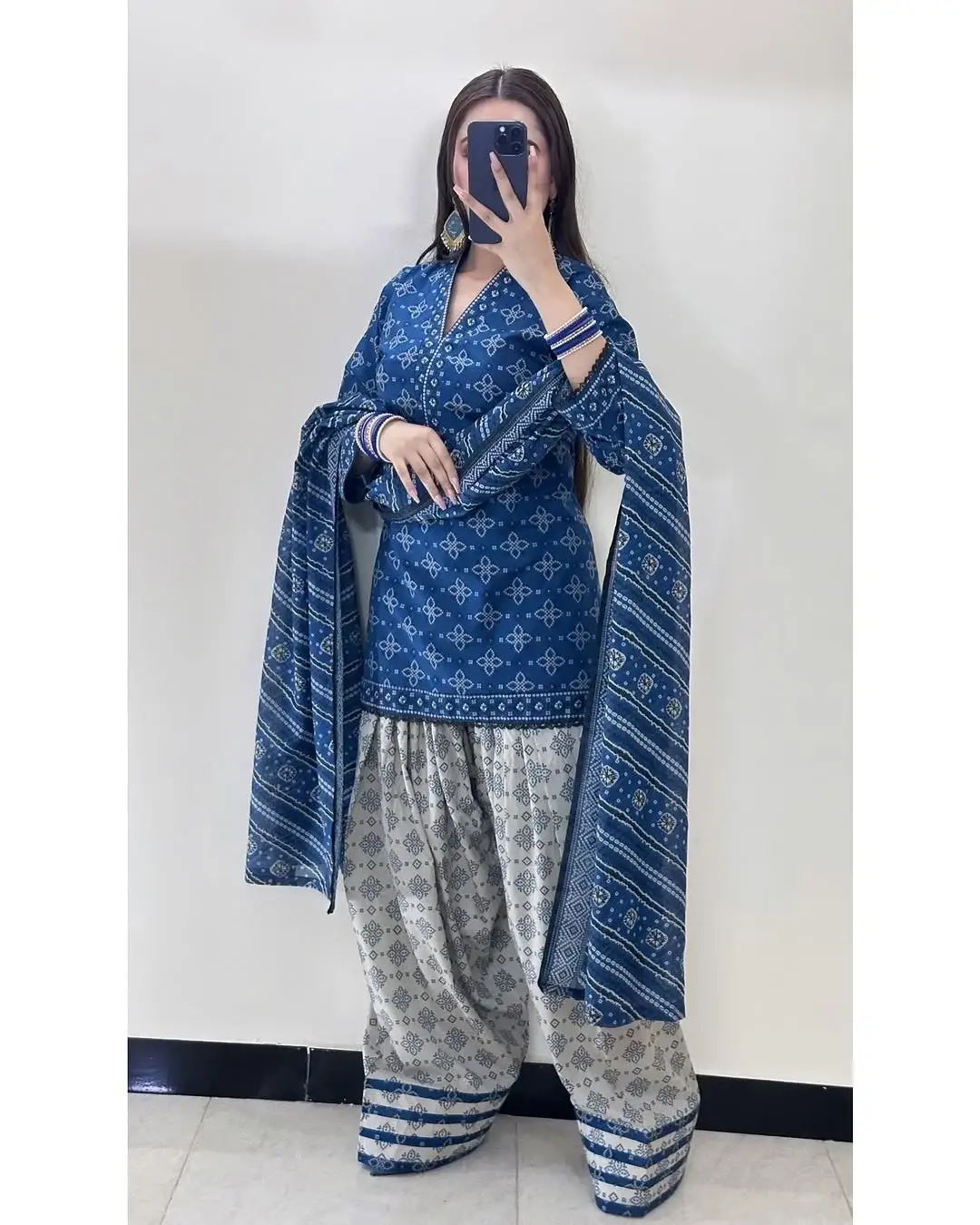 Stunning Women's Stitched Suit with Digital Print - 3 Pcs in Blue - Image 2