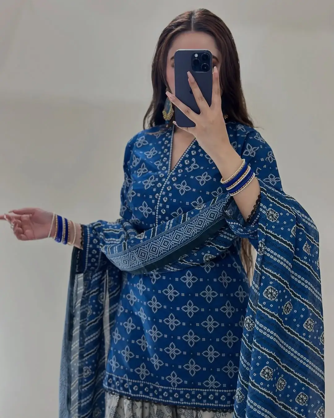 Stunning Women's Stitched Suit with Digital Print - 3 Pcs in Blue - Image 3
