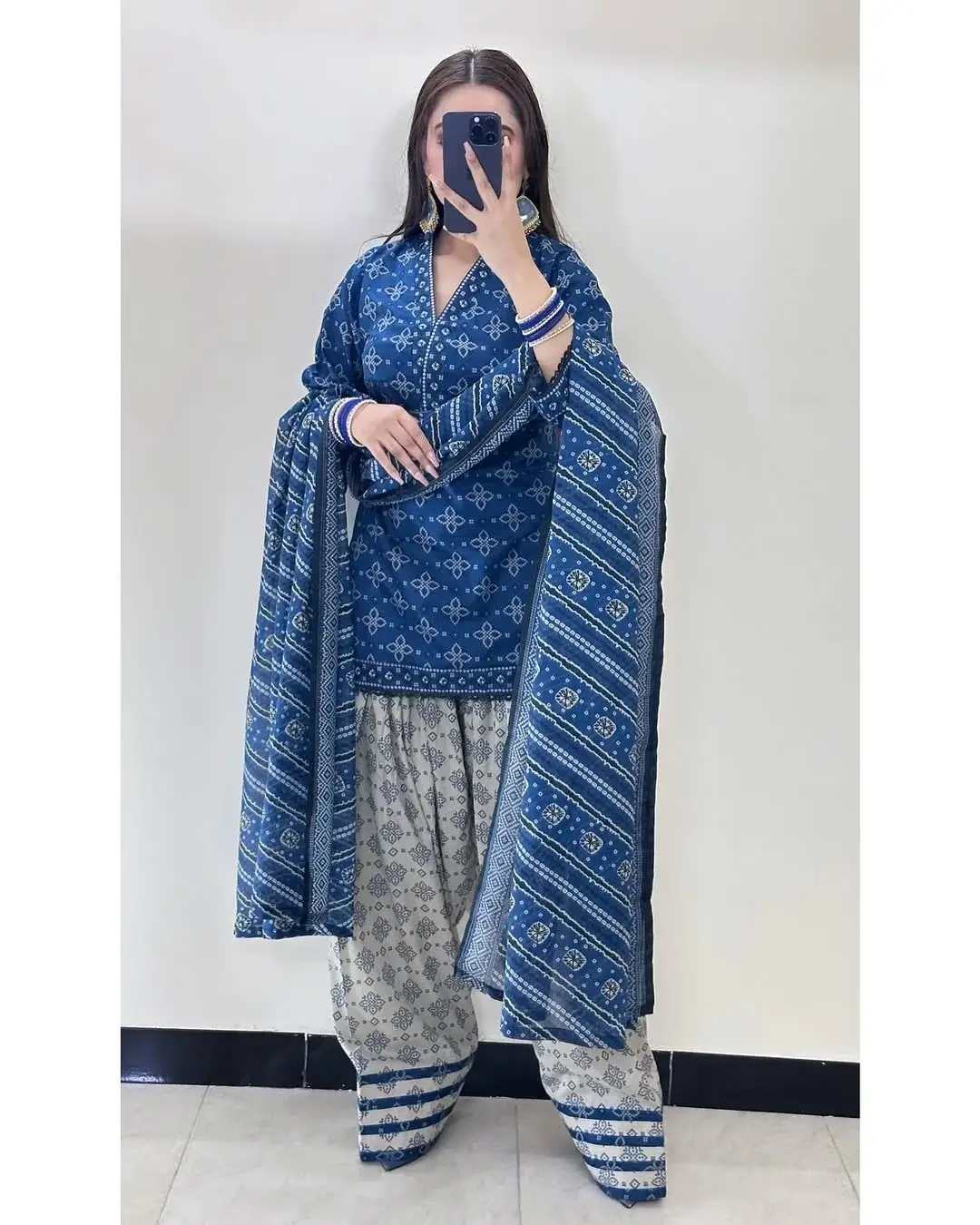 Stunning Women's Stitched Suit with Digital Print - 3 Pcs in Blue - Image 6