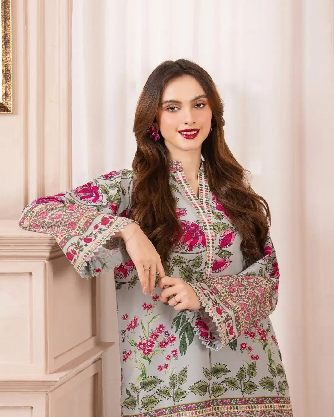 Stylish Printed Suit - 2 Pcs Shirt and Trouser for Women - Image 3