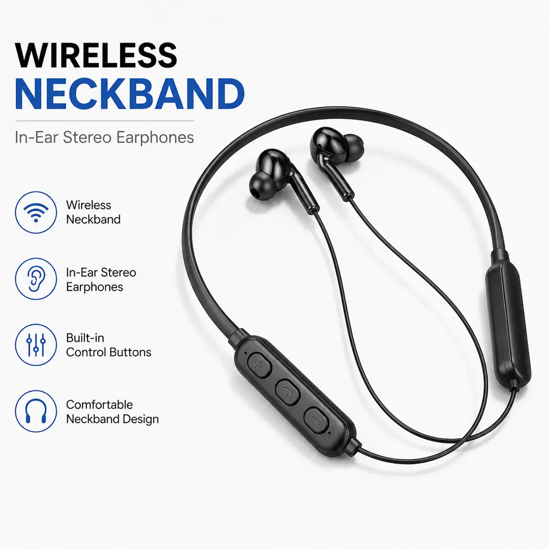 R64 Neckband TWS (True Wireless Stereo) Bluetooth Handsfree Earphones Headset (Connect With All Bluetooth Devices). - Image 2
