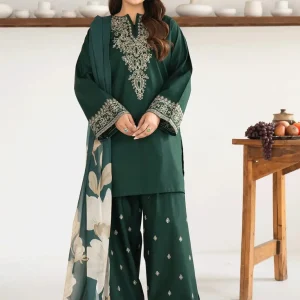 3 Pcs Women's Unstitched Sequins Embroidered Suit